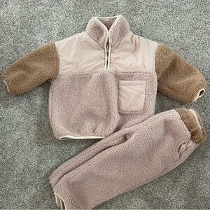 Zara Cozy Pink and Brown Sherpa Set